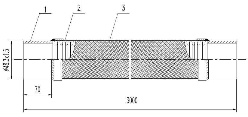 drawing of threaded flexible metal hose
