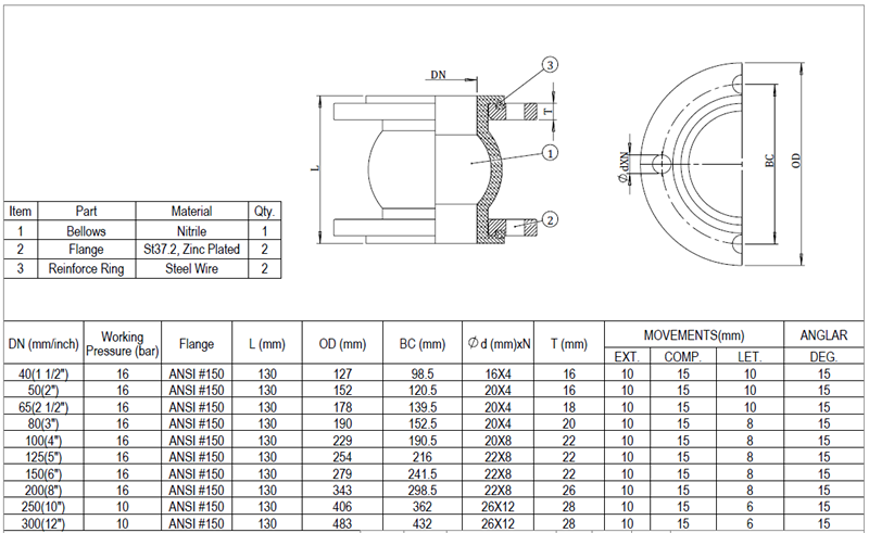 nitrile bellow drawing