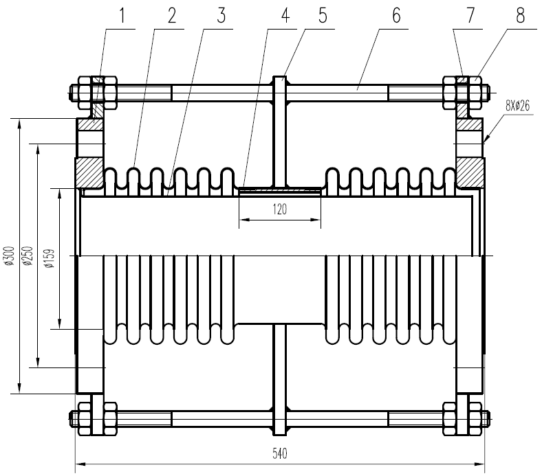 drawing of bellow expansion joint