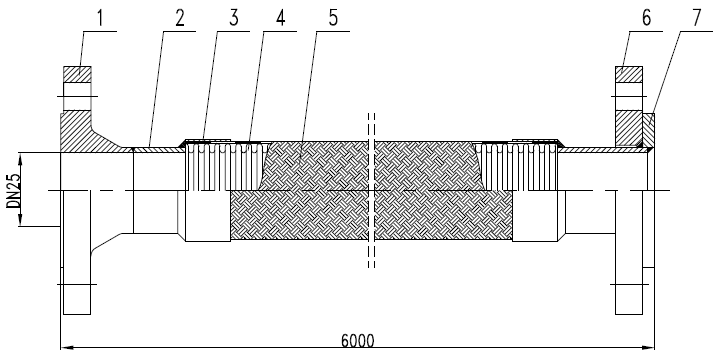 Drawing of flexible metal hose