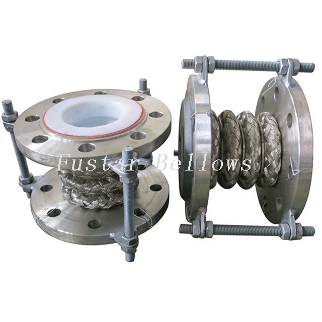 Chemical industry ANSI 304 stainless steel wire braided PTFE expansion joint 
