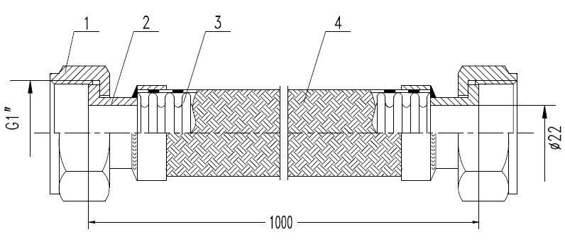 Drawing for threaded flexible metal hose