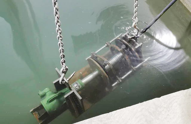 Industrial equipment testing in water tank